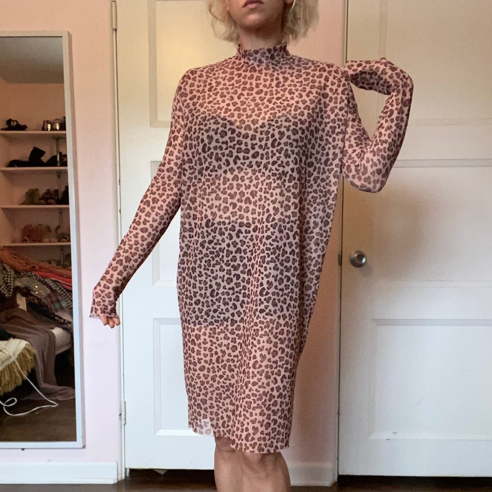 ASOS sheer leopard cheetah animal print dress
